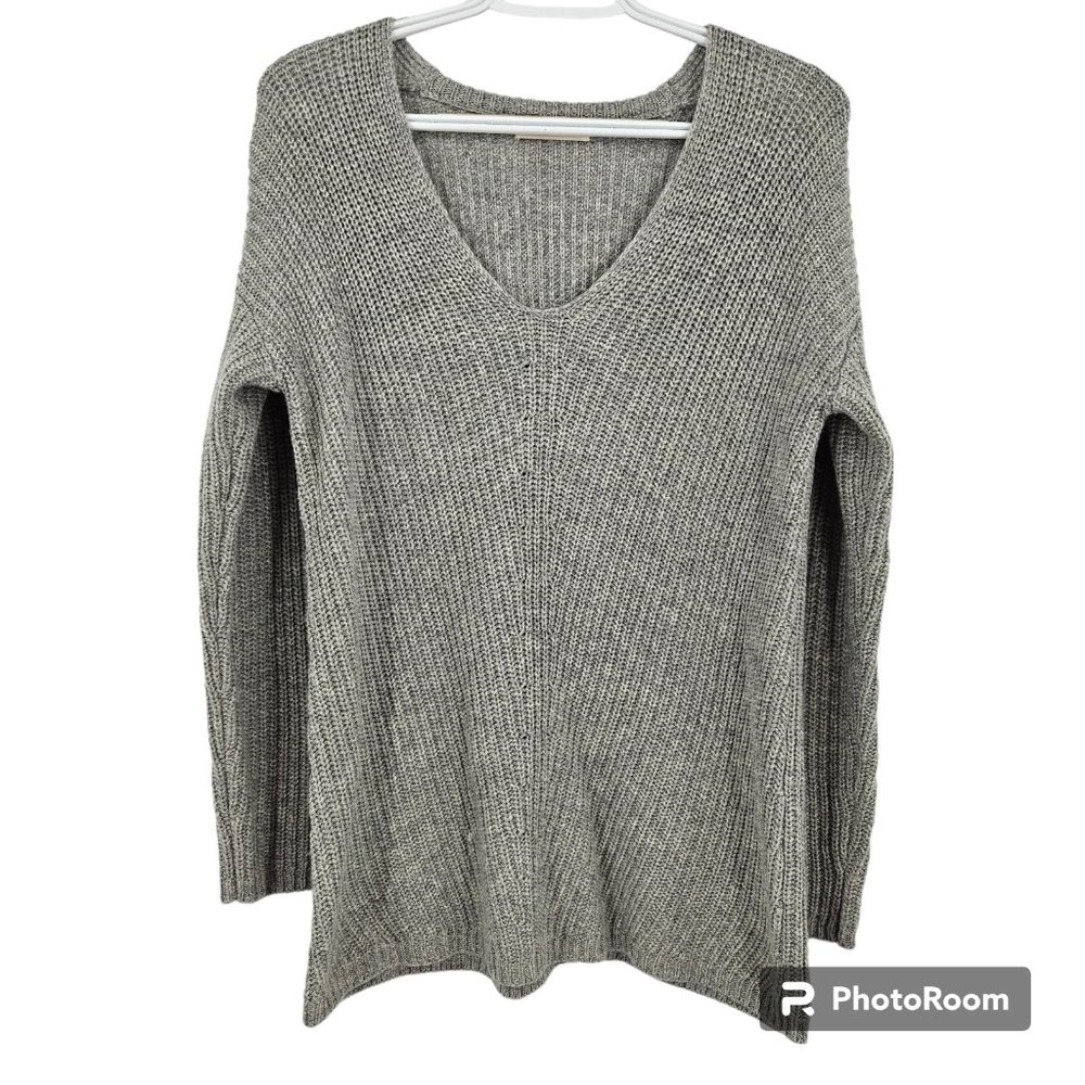Marine Layer Sweater Heather Grey Elisa Cashmere Blend V-Neck Knit Pullover Sz S